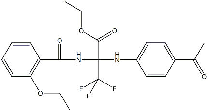 ethyl 2-(4-acetylanilino)-2-[(2-ethoxybenzoyl)amino]-3,3,3-trifluoropropanoate Struktur