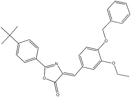 4-[4-(benzyloxy)-3-ethoxybenzylidene]-2-(4-tert-butylphenyl)-1,3-oxazol-5(4H)-one Struktur