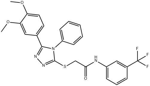 2-{[5-(3,4-dimethoxyphenyl)-4-phenyl-4H-1,2,4-triazol-3-yl]sulfanyl}-N-[3-(trifluoromethyl)phenyl]acetamide Struktur