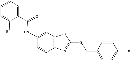 2-bromo-N-{2-[(4-bromobenzyl)sulfanyl]-1,3-benzothiazol-6-yl}benzamide Struktur