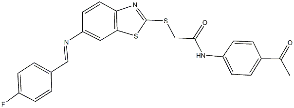 N-(4-acetylphenyl)-2-({6-[(4-fluorobenzylidene)amino]-1,3-benzothiazol-2-yl}sulfanyl)acetamide Struktur