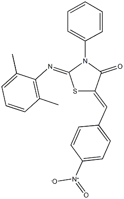 2-[(2,6-dimethylphenyl)imino]-5-{4-nitrobenzylidene}-3-phenyl-1,3-thiazolidin-4-one Struktur