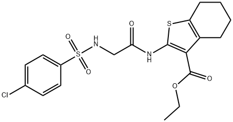 ethyl 2-[({[(4-chlorophenyl)sulfonyl]amino}acetyl)amino]-4,5,6,7-tetrahydro-1-benzothiophene-3-carboxylate Struktur