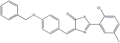 4-[4-(benzyloxy)benzylidene]-2-(2-chloro-5-iodophenyl)-1,3-thiazol-5(4H)-one Struktur