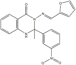 3-[(2-furylmethylene)amino]-2-{3-nitrophenyl}-2-methyl-2,3-dihydro-4(1H)-quinazolinone Struktur