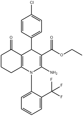 ethyl 2-amino-4-(4-chlorophenyl)-5-oxo-1-[2-(trifluoromethyl)phenyl]-1,4,5,6,7,8-hexahydro-3-quinolinecarboxylate Struktur