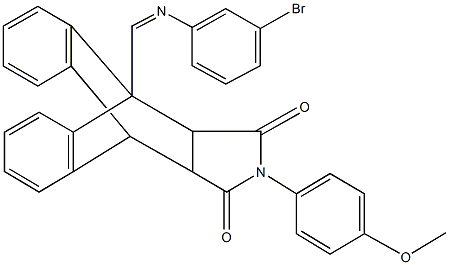 1-{(Z)-[(3-bromophenyl)imino]methyl}-17-(4-methoxyphenyl)-17-azapentacyclo[6.6.5.0~2,7~.0~9,14~.0~15,19~]nonadeca-2,4,6,9,11,13-hexaene-16,18-dione Struktur