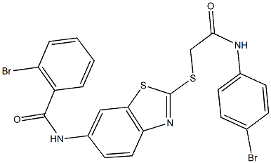 2-bromo-N-(2-{[2-(4-bromoanilino)-2-oxoethyl]sulfanyl}-1,3-benzothiazol-6-yl)benzamide Struktur