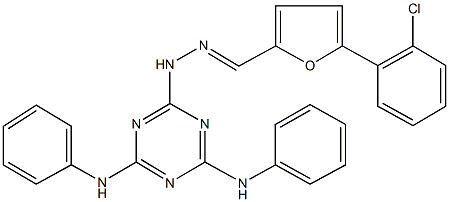 5-(2-chlorophenyl)-2-furaldehyde (4,6-dianilino-1,3,5-triazin-2-yl)hydrazone Struktur