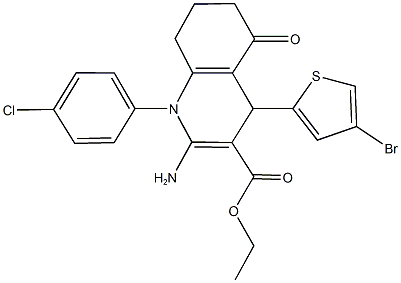 ethyl 2-amino-4-(4-bromo-2-thienyl)-1-(4-chlorophenyl)-5-oxo-1,4,5,6,7,8-hexahydro-3-quinolinecarboxylate Struktur