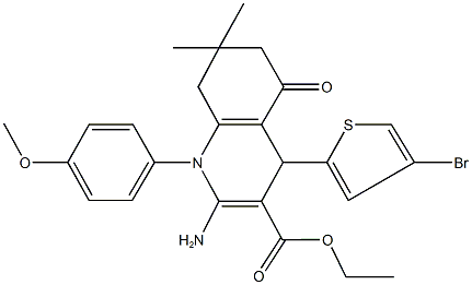 ethyl 2-amino-4-(4-bromo-2-thienyl)-1-(4-methoxyphenyl)-7,7-dimethyl-5-oxo-1,4,5,6,7,8-hexahydro-3-quinolinecarboxylate Struktur