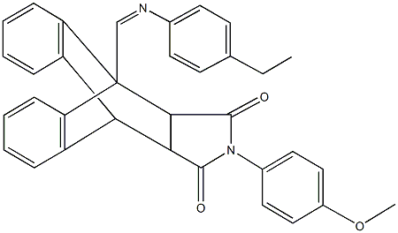 1-{(Z)-[(4-ethylphenyl)imino]methyl}-17-(4-methoxyphenyl)-17-azapentacyclo[6.6.5.0~2,7~.0~9,14~.0~15,19~]nonadeca-2,4,6,9,11,13-hexaene-16,18-dione Struktur