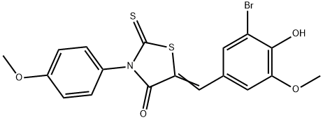 5-(3-bromo-4-hydroxy-5-methoxybenzylidene)-3-(4-methoxyphenyl)-2-thioxo-1,3-thiazolidin-4-one Struktur