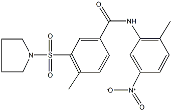 N-{5-nitro-2-methylphenyl}-4-methyl-3-(1-pyrrolidinylsulfonyl)benzamide Struktur