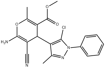 methyl 6-amino-4-(5-chloro-3-methyl-1-phenyl-1H-pyrazol-4-yl)-5-cyano-2-methyl-4H-pyran-3-carboxylate Struktur