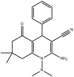 2-amino-1-(dimethylamino)-7,7-dimethyl-5-oxo-4-phenyl-1,4,5,6,7,8-hexahydro-3-quinolinecarbonitrile Struktur