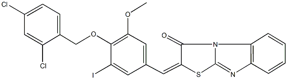 2-{4-[(2,4-dichlorobenzyl)oxy]-3-iodo-5-methoxybenzylidene}[1,3]thiazolo[3,2-a]benzimidazol-3(2H)-one Struktur