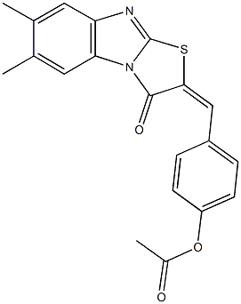 4-[(6,7-dimethyl-3-oxo[1,3]thiazolo[3,2-a]benzimidazol-2(3H)-ylidene)methyl]phenyl acetate Struktur