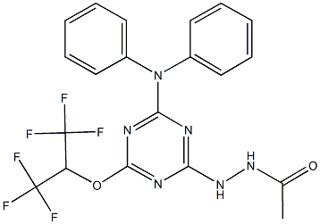 N'-{4-(diphenylamino)-6-[2,2,2-trifluoro-1-(trifluoromethyl)ethoxy]-1,3,5-triazin-2-yl}acetohydrazide Struktur