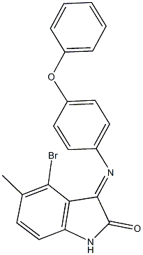 4-bromo-5-methyl-3-[(4-phenoxyphenyl)imino]-1,3-dihydro-2H-indol-2-one Struktur