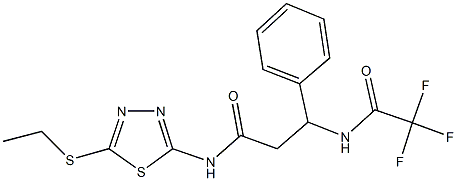 N-[5-(ethylsulfanyl)-1,3,4-thiadiazol-2-yl]-3-phenyl-3-[(trifluoroacetyl)amino]propanamide Struktur