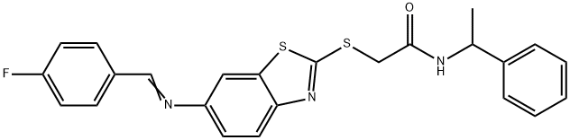 2-({6-[(4-fluorobenzylidene)amino]-1,3-benzothiazol-2-yl}sulfanyl)-N-(1-phenylethyl)acetamide Struktur