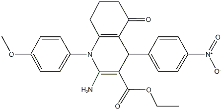 ethyl 2-amino-4-{4-nitrophenyl}-1-(4-methoxyphenyl)-5-oxo-1,4,5,6,7,8-hexahydro-3-quinolinecarboxylate Struktur