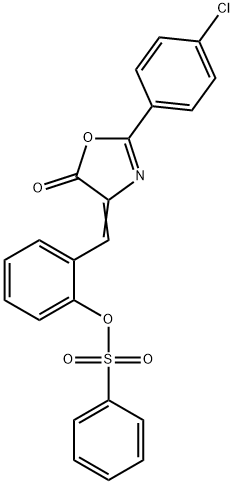 2-[(2-(4-chlorophenyl)-5-oxo-1,3-oxazol-4(5H)-ylidene)methyl]phenyl benzenesulfonate Struktur