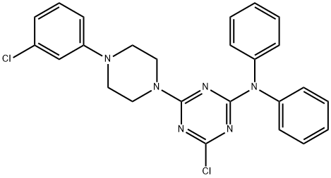 4-chloro-6-[4-(3-chlorophenyl)-1-piperazinyl]-N,N-diphenyl-1,3,5-triazin-2-amine Struktur