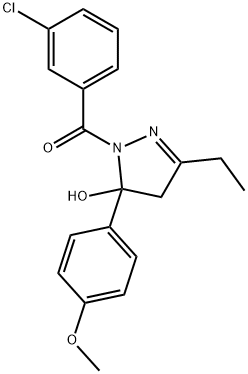 1-(3-chlorobenzoyl)-3-ethyl-5-(4-methoxyphenyl)-4,5-dihydro-1H-pyrazol-5-ol Struktur