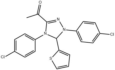 1-[1,4-bis(4-chlorophenyl)-5-(2-thienyl)-4,5-dihydro-1H-1,2,4-triazol-3-yl]ethanone Struktur