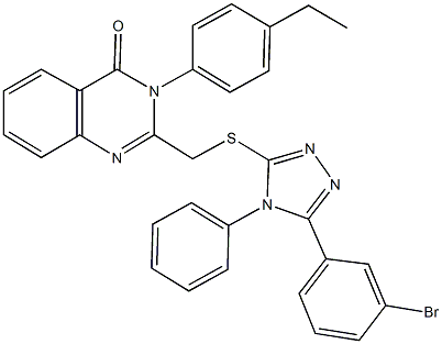 2-({[5-(3-bromophenyl)-4-phenyl-4H-1,2,4-triazol-3-yl]sulfanyl}methyl)-3-(4-ethylphenyl)-4(3H)-quinazolinone Struktur