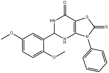 5-(2,5-dimethoxyphenyl)-3-phenyl-2-thioxo-2,3,5,6-tetrahydro[1,3]thiazolo[4,5-d]pyrimidin-7(4H)-one Struktur