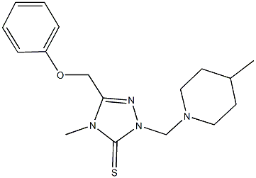 4-methyl-2-[(4-methyl-1-piperidinyl)methyl]-5-(phenoxymethyl)-2,4-dihydro-3H-1,2,4-triazole-3-thione Struktur