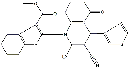 methyl 2-[2-amino-3-cyano-5-oxo-4-(3-thienyl)-5,6,7,8-tetrahydro-1(4H)-quinolinyl]-4,5,6,7-tetrahydro-1-benzothiophene-3-carboxylate Struktur