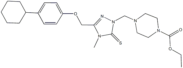 ethyl 4-({3-[(4-cyclohexylphenoxy)methyl]-4-methyl-5-thioxo-4,5-dihydro-1H-1,2,4-triazol-1-yl}methyl)-1-piperazinecarboxylate Struktur