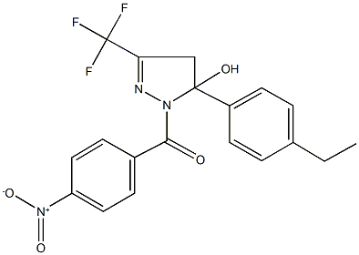 5-(4-ethylphenyl)-1-{4-nitrobenzoyl}-3-(trifluoromethyl)-4,5-dihydro-1H-pyrazol-5-ol Struktur