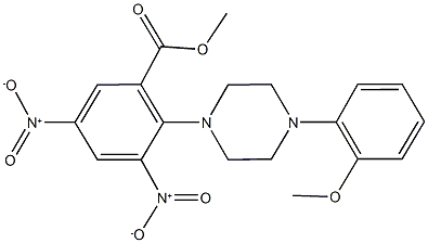 methyl 3,5-bisnitro-2-[4-(2-methoxyphenyl)-1-piperazinyl]benzoate Struktur