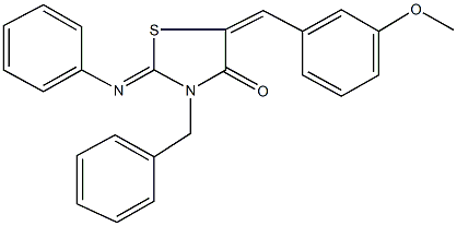 3-benzyl-5-(3-methoxybenzylidene)-2-(phenylimino)-1,3-thiazolidin-4-one Struktur