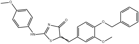 5-[4-(benzyloxy)-3-methoxybenzylidene]-2-[(4-methoxyphenyl)imino]-1,3-thiazolidin-4-one Struktur