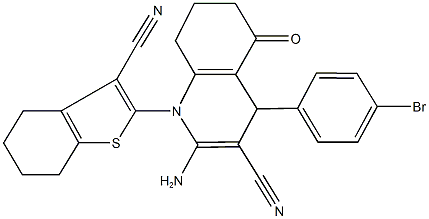 2-amino-4-(4-bromophenyl)-1-(3-cyano-4,5,6,7-tetrahydro-1-benzothiophen-2-yl)-5-oxo-1,4,5,6,7,8-hexahydro-3-quinolinecarbonitrile Struktur