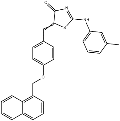 2-[(3-methylphenyl)imino]-5-[4-(1-naphthylmethoxy)benzylidene]-1,3-thiazolidin-4-one Struktur