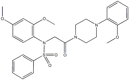 N-(2,4-dimethoxyphenyl)-N-{2-[4-(2-methoxyphenyl)-1-piperazinyl]-2-oxoethyl}benzenesulfonamide Struktur