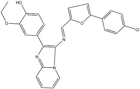 4-[3-({[5-(4-chlorophenyl)-2-furyl]methylene}amino)imidazo[1,2-a]pyridin-2-yl]-2-ethoxyphenol Struktur