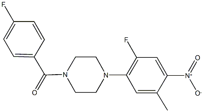 1-(4-fluorobenzoyl)-4-{2-fluoro-4-nitro-5-methylphenyl}piperazine Struktur