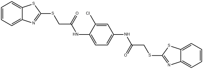 2-(1,3-benzothiazol-2-ylsulfanyl)-N-(4-{[(1,3-benzothiazol-2-ylsulfanyl)acetyl]amino}-2-chlorophenyl)acetamide Struktur