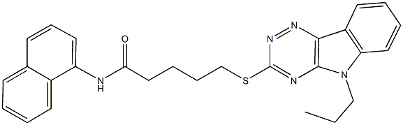 N-(1-naphthyl)-5-[(5-propyl-5H-[1,2,4]triazino[5,6-b]indol-3-yl)sulfanyl]pentanamide Struktur