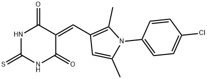 5-{[1-(4-chlorophenyl)-2,5-dimethyl-1H-pyrrol-3-yl]methylene}-2-thioxodihydro-4,6(1H,5H)-pyrimidinedione Struktur