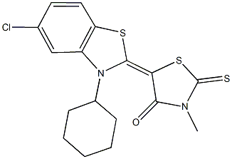 5-(5-chloro-3-cyclohexyl-1,3-benzothiazol-2(3H)-ylidene)-3-methyl-2-thioxo-1,3-thiazolidin-4-one Struktur