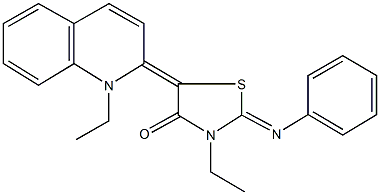 3-ethyl-5-(1-ethyl-2(1H)-quinolinylidene)-2-(phenylimino)-1,3-thiazolidin-4-one Struktur